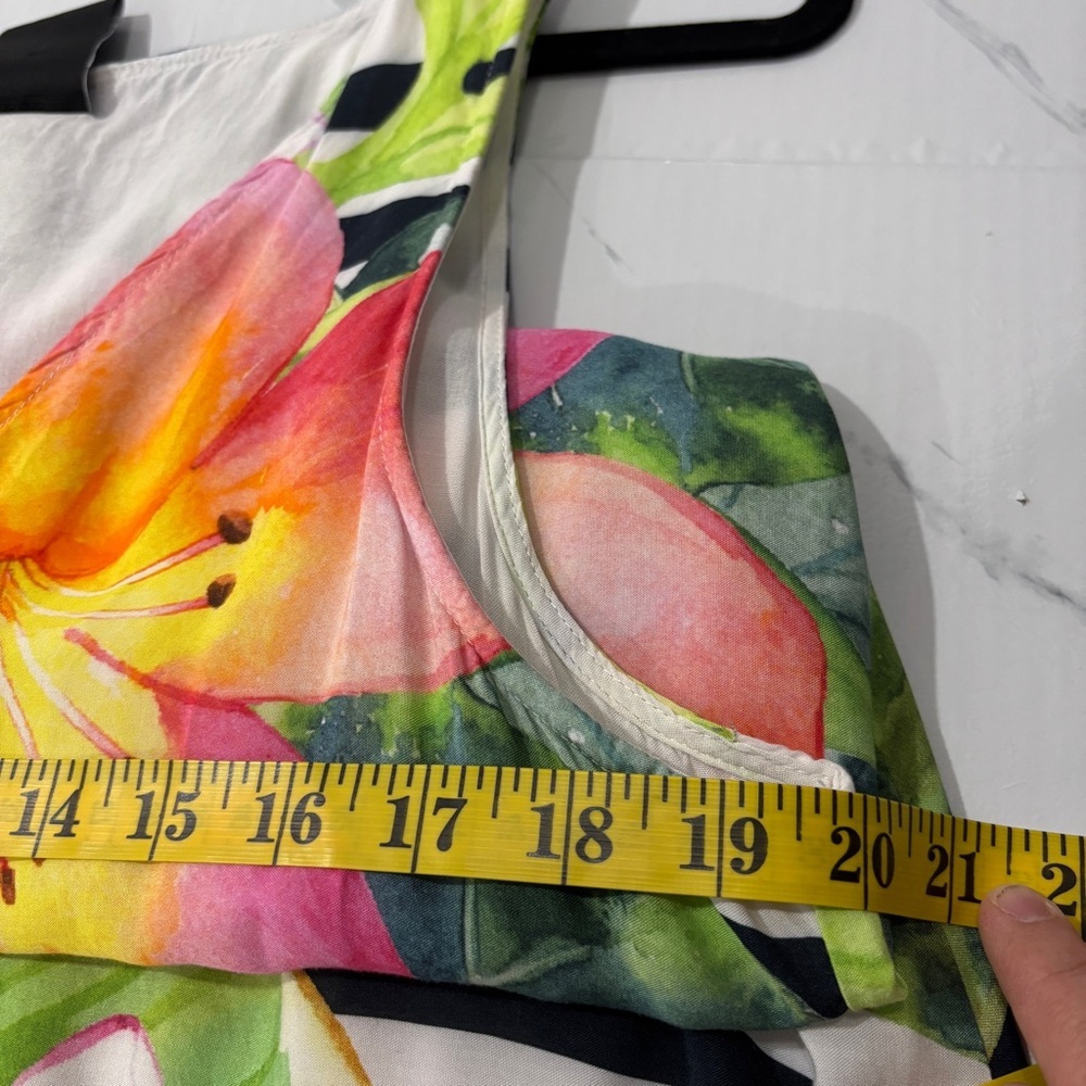 Cartise 16 Tropical Floral Midi Dress Bright Hibiscus Print Sleeveless Summer - Picture 11 of 15